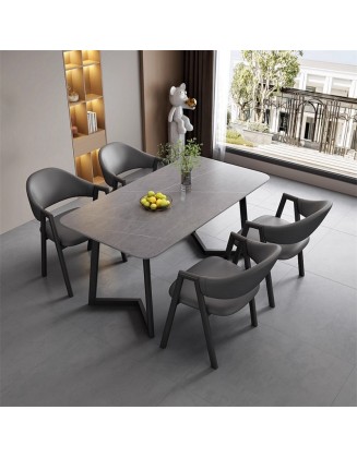 Light luxury rock slate table and chair combination reception small meeting long table store parlor table leisure small household dining table