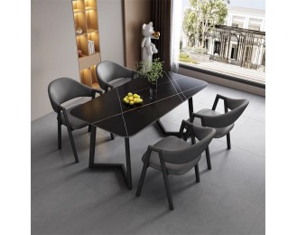 Light luxury rock slate table and chair combination reception small meeting long table store parlor table leisure small household dining table