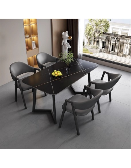 Light luxury rock slate table and chair combination reception small meeting long table store parlor table leisure small household dining table