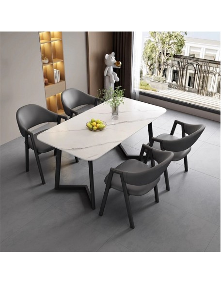 Light luxury rock slate table and chair combination reception small meeting long table store parlor table leisure small household dining table