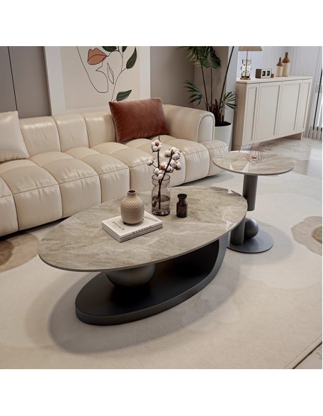 Creative Oval Coffee Table Modern Minimalist Rock Slab Table Minimalist Living Room Home